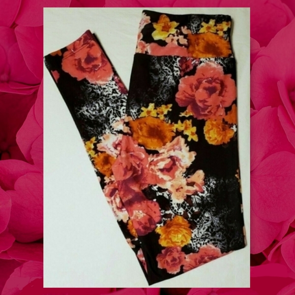 NWT 3PC SET LuLaRoe S Top, CP S Duster, CP Tween - OS 4 Lace Pink Roses Leggings - Picture 3 of 15